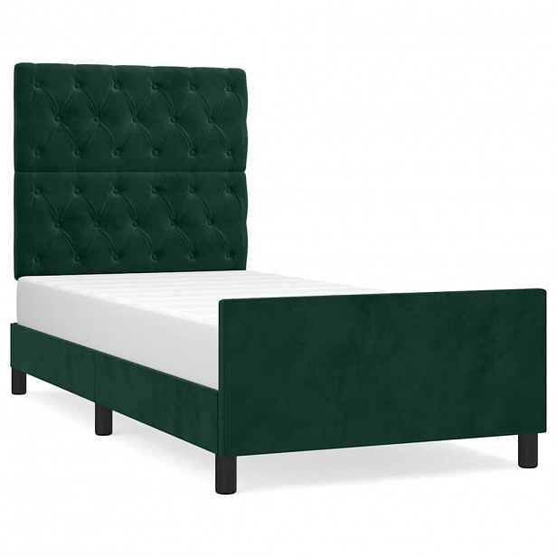 vidaXL Rám postele bez matrace tmavě zelená 80 x 200 cm samet