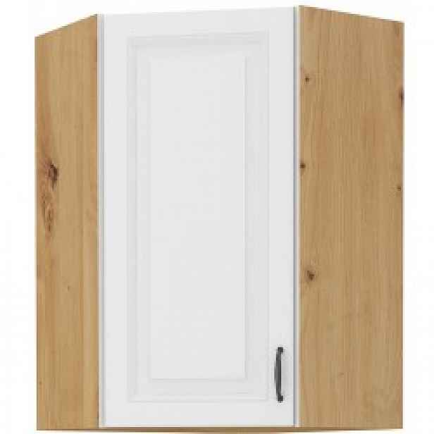 Horní rohová skříňka Stilo 60x60 GN-90 1F (45°) Barva korpusu: Dub artisan, Barva dvířek: Bílá