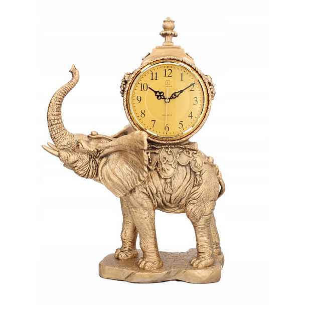 Krbové hodiny Livello Slon 49 cm luxusní zlatá retro palácová dekorace