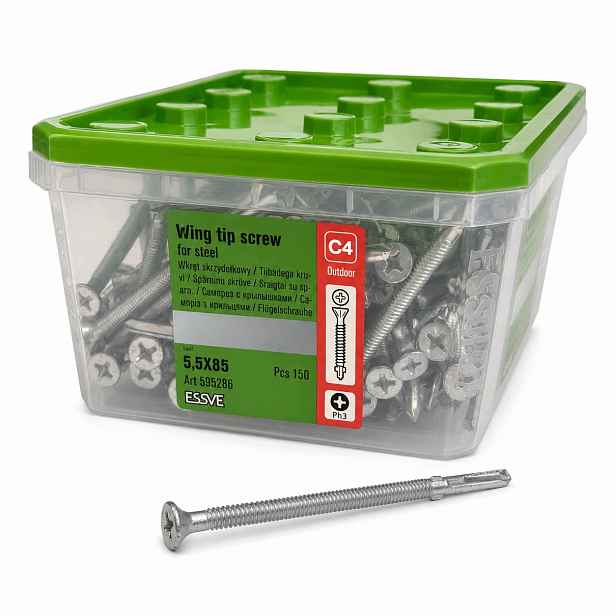 Samovrtné šrouby Essve 5,5 x 85 mm, dřevo-kov, CorrSeal 150 Ks.