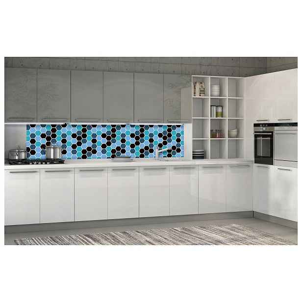 Tapeta Geometrické šestiúhelníky abstrakce modro-černá 250x60 lepidlo