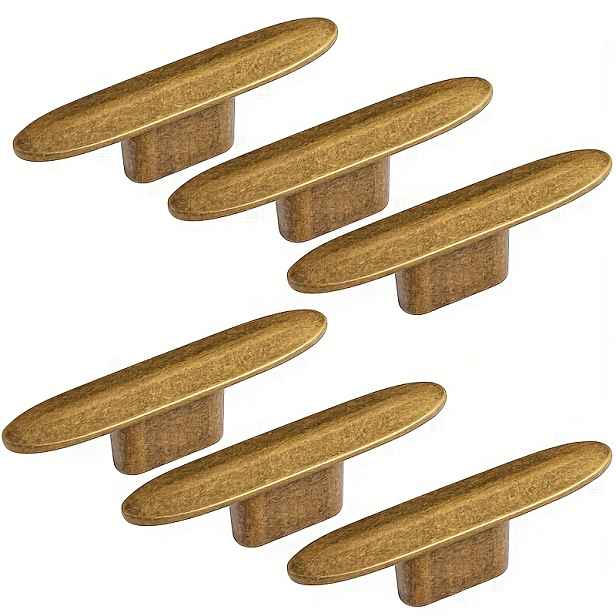 TEMU 2/6 ks Oválné mosazné knopky na skříňky ve vintage stylu - 2,2 palce celá délka, jednoduché vintage pákové úchytky, retro bronzové úchytky,