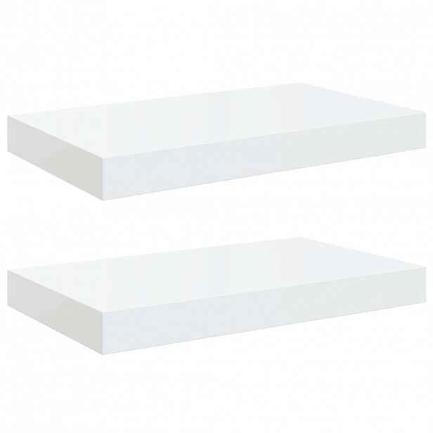 vidaXL Plovoucí nástěnné police 2 ks bílé vysoký lesk 40x23,5x3,8 cm MDF