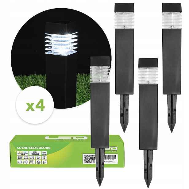 4x Solární lampa Led zapichovací sloupek čtverec dekorace zahrady terasy