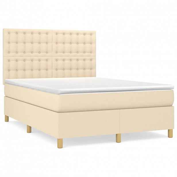 vidaXL Box spring postel s matrací krémová 140x200 cm textil
