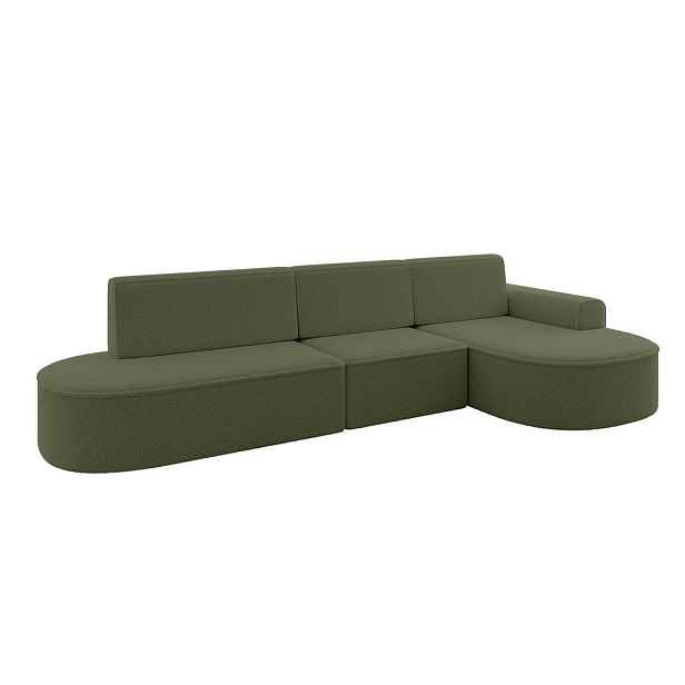 ALTDECOR ROHOVÁ SEDAČKA s funkcí spaní a otomanem, pravá MARI-L2-S 368x167x85 Zelená Buklé