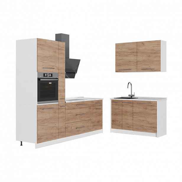 Vicco KUCHYNĚ Fame-Line, Zlatý mocný dub/Bílá, 220 x 120 cm, PD Mramor