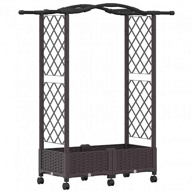 vidaXL Vyvýšený záhon s treláží a střechou Hnědá 124 x 40 x 129 cm PP