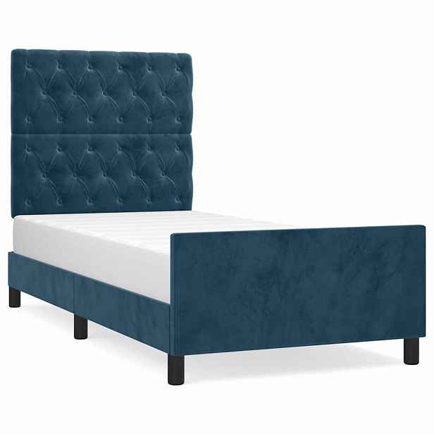 vidaXL Rám postele bez matrace tmavě modrý 80x200 cm samet