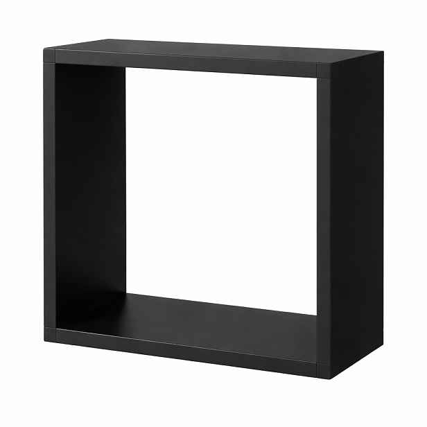 Čtvercová police 40x40x20 černá matná závěsná na stěnu
