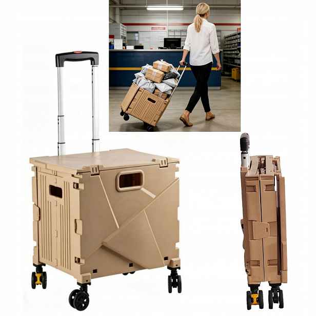 Přepravní Box Vozík Skládací Box Na Kolečkách Na Kempování Až 63L