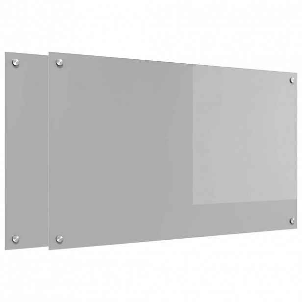 vidaXL Kuchyňský obklad 2 ks Světle šedá 100 x 60 cm tvrzené sklo