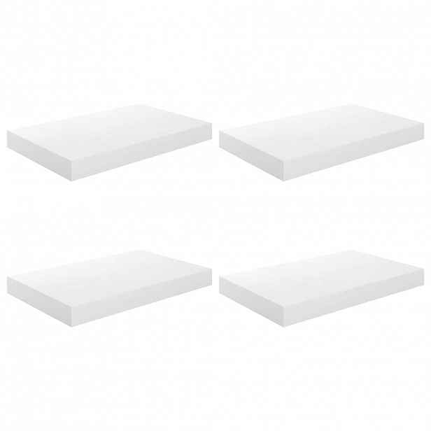 vidaXL Plovoucí nástěnné police 4 ks bílé vysoký lesk 40x23,5x3,8 cm MDF