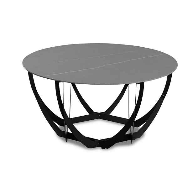 Xora KONFERENČNÍ STOLEK, šedá, černá, kov, kámen, 80/80/40 cm