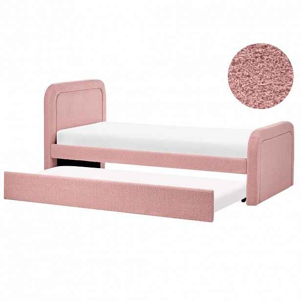 Beliani VYSOUVACÍ POSTEL Bouclé 90/200 cm Růžová Rayssac