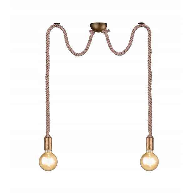Dvojitá závěsná lampa jutový provázek , Trio