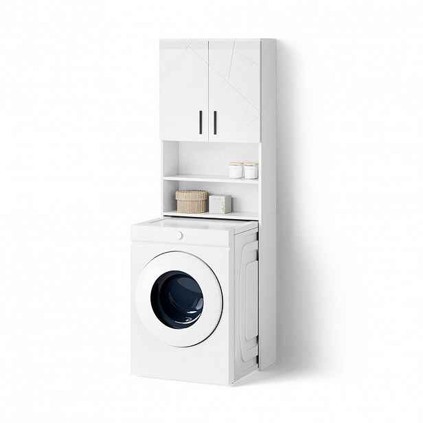 Livinity® SKŘÍŇKA NA PRAČKU Ronco Bílá vysoký lesk 64 x 190.5 cm