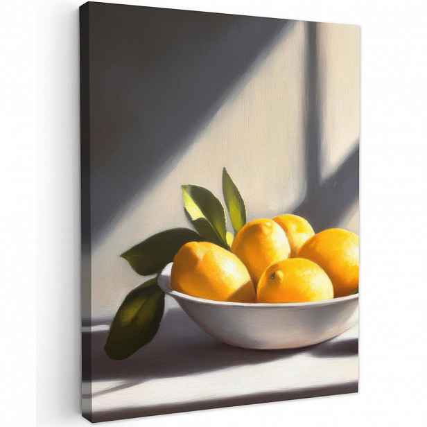 MuchoWow OBRAZ NA PLÁTNĚ Citrony - Zátiší - Žlutá 30x40 cm