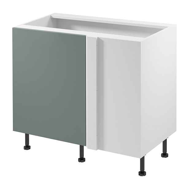 Prodloužená rohová skříňka SALERNO - šířka 100 cm, bílá / zelená, pravé provedení