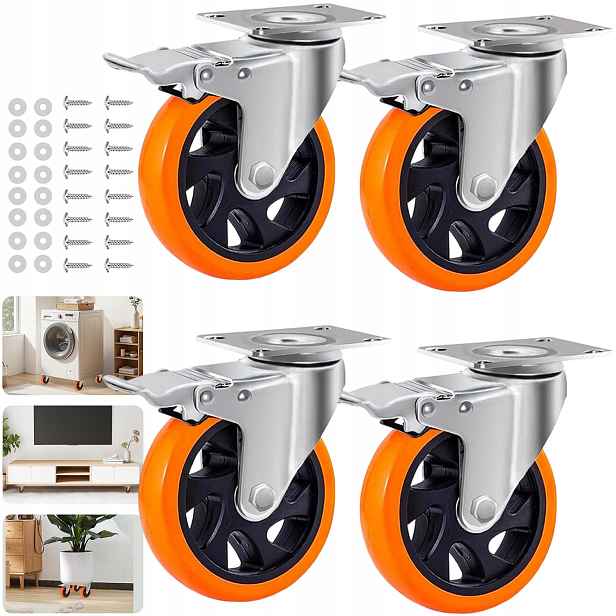 Sada 4 Ks Dvojité Otočné Kolo 100 MM Pro Domácí Dílnu, Tiché