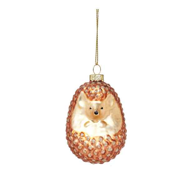 Skleněná ručně vyrobená vánoční ozdoba 5,5 cm Woodland Hedgehog – Sass & Belle