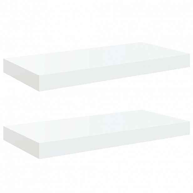 vidaXL Plovoucí nástěnné police 2 ks bílé vysoký lesk 50x23,5x3,8 cm MDF