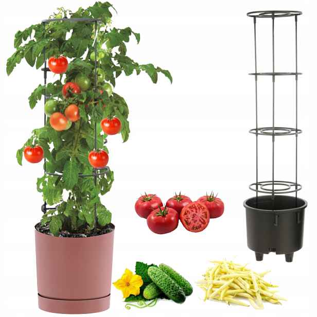 Květináč pro pěstování zeleniny popínavé rostliny rajče okurka fazole Ø40 cm Růžový