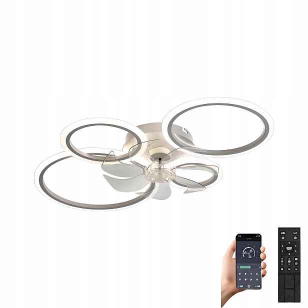 Stropní Svítidlo AjieQaQ Led S Ventilátorem Větrák 4 Ring Dálkový Ovladač Aplikace 80 CM