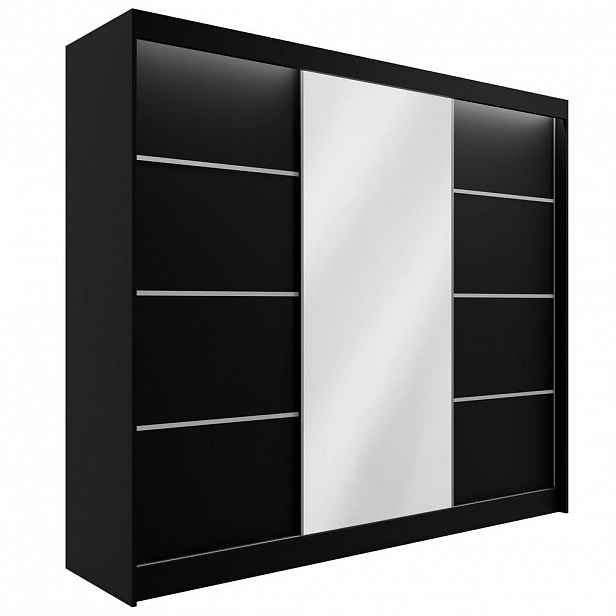 ALTDECOR ŠATNÍ SKŘÍŇ PAOKI s LED – 250 cm – černá