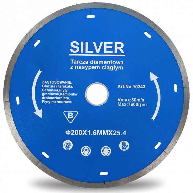 Diamantový Kotouč 200x25,4/22 mm pro Glazury Silver