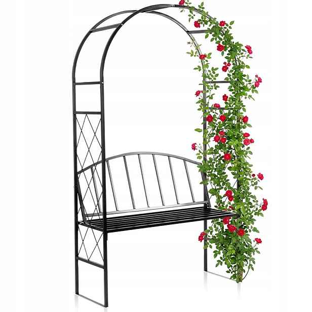 Lavička Pergola Zahradní oblouk podpěra pro květiny rostliny růže popínavé břečťan