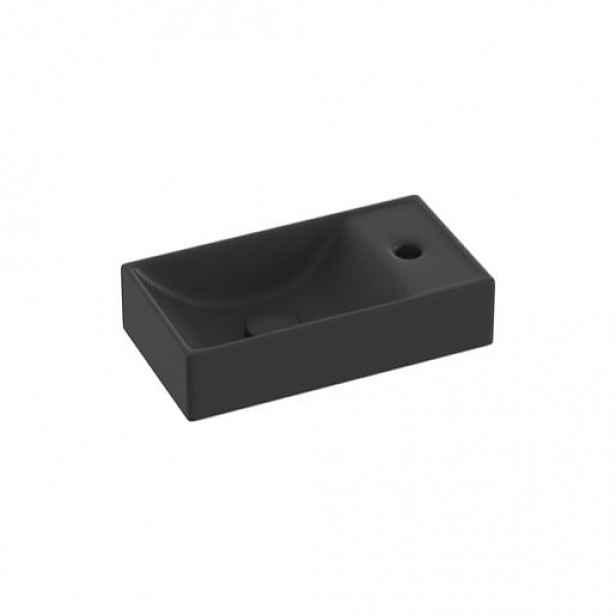 Umývátko Ravak Veda 40,8x22,2 cm černá mat otvor pro baterii, bez přepadu XJXPD240000