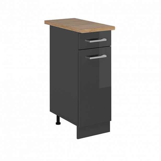 Vicco SPODNÍ SKŘÍŇKA KUCHYŇSKÉ LINKY R-Line Antracitový vysoký lesk 30 cm , PD Dub