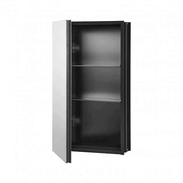 Skříňka Leki zrcadlo černá premium nastavitelné police sklo 355 x 135 x 610 mm