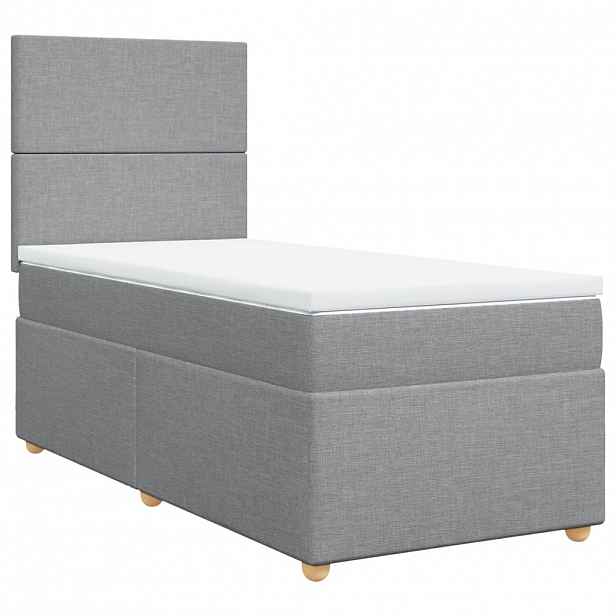 vidaXL Box spring postel s matrací světle šedá 80 x 200 cm textil