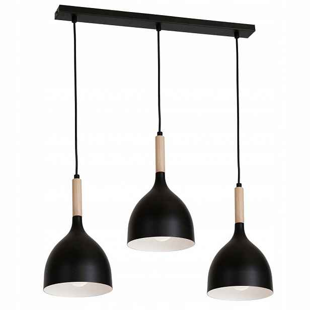 Černá trojitá závěsná lampa na liště Noak Wood 1193 Luminex