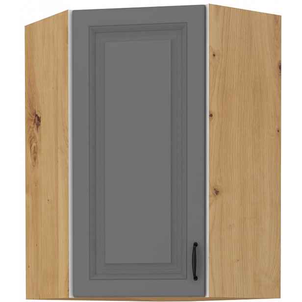 Horní rohová skříňka Stilo 60x60 GN-90 1F (45°) Barva korpusu: Dub artisan, Barva dvířek: Dust Grey