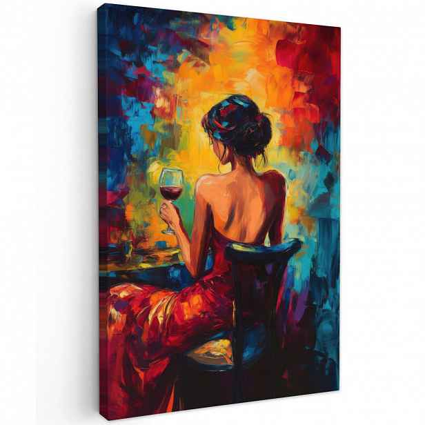 MuchoWow OBRAZ NA PLÁTNĚ Víno - Žena - Atmosférické - Barevné 80x120 cm