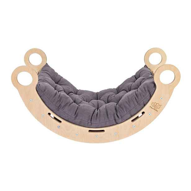 Šedá/v přírodní barvě houpačka z borovicového dřeva 39x75x38 cm Montessori – Meowbaby