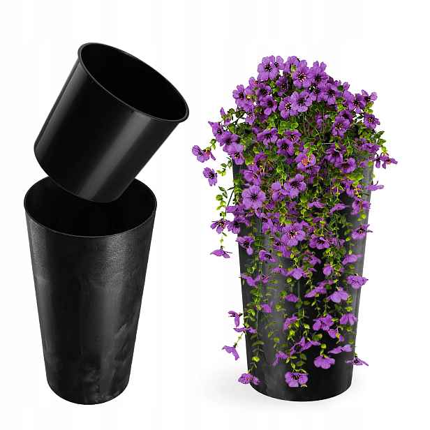 Květináč Květináč 47cm Obal Na Květináč S Vkladem Plastový Záhon Černý