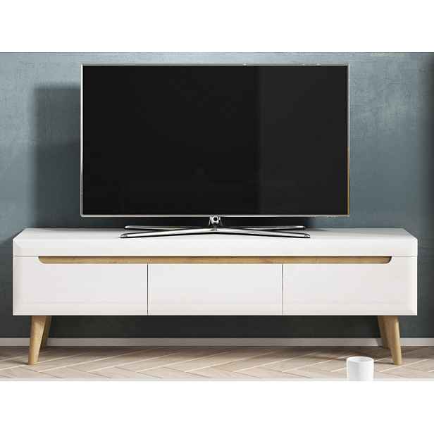 Široká TV skříňka Nordi, 160 cm, dub riviera/bílá lesk