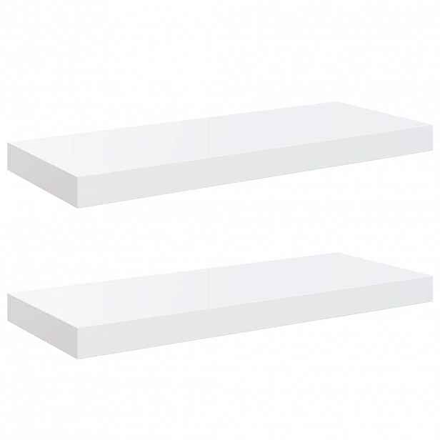 vidaXL Plovoucí nástěnné police 2 ks lesklé bílé 60x23,5x3,8 cm MDF