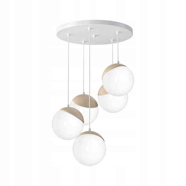 Závěsná lampa Milagro Sfera Wood MLP5426 5xE14 bílá, nastavitelné dřevo