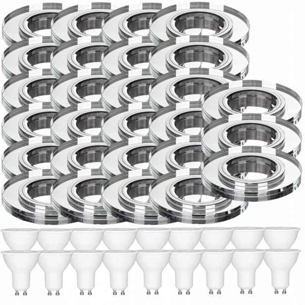 27x Skleněné Stropní Svítidlo Zapuštěné Do Stropu Křišťál 3W Led Žárovky