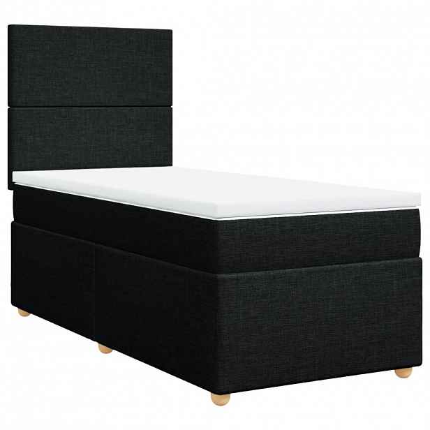 vidaXL Box spring postel s matrací černá 80 x 200 cm textil
