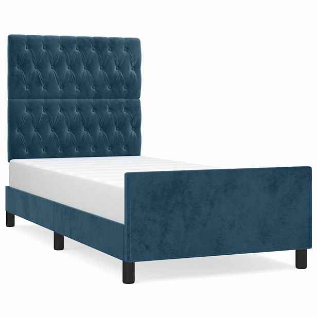 vidaXL Rám postele bez matrace tmavě modrý 90x190 cm samet