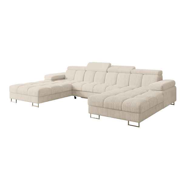 ALTDECOR SEDACÍ SOUPRAVA s funkcí spaní a úložným prostorem COMA U2 345x203x79 béžová manšestr