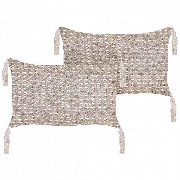 Beliani DEKORATIVNÍ POLŠTÁŘ sada 2 ks Taupe 45/25 cm Hakone