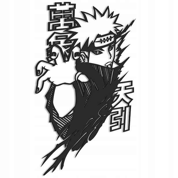 Dřevěný obraz Pain Anime Naruto Akatsuki Panel3D 60x37 cm