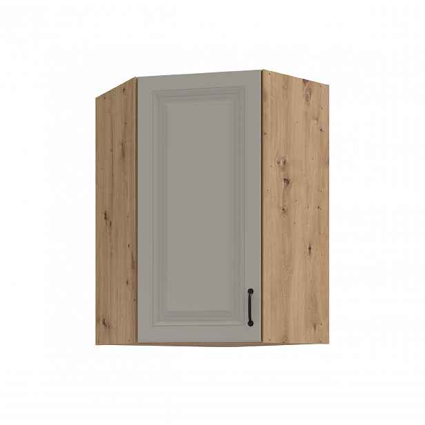 Horní rohová skříňka Stilo 60x60 GN-90 1F (45°) Barva korpusu: Dub artisan, Barva dvířek: Clay Grey
